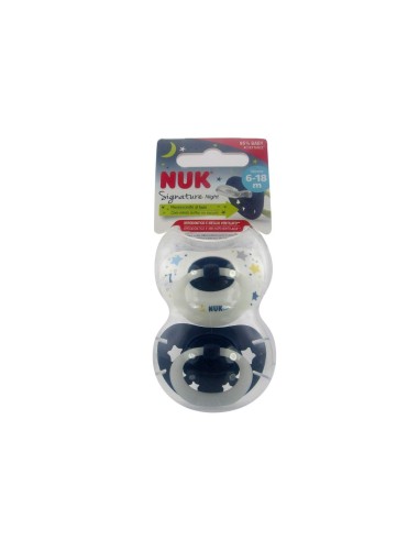 NUK Signature Night Silikon Schnuller 6-18m x2