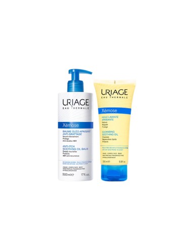 Uriage Pack Xémose Beruhigender, juckender Balsam 500 ml + Xémose Beruhigendes Reinigungsöl 200 ml