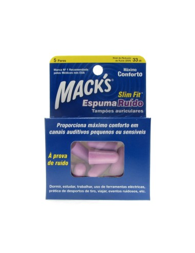 Macks Earplugs Foam Noise Slim Fit 5 Pairs