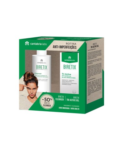 Biretix Pack Anti-Imperfektionen Reinigendes Reinigungsgel 200ml und Tri-Active Gel 50ml
