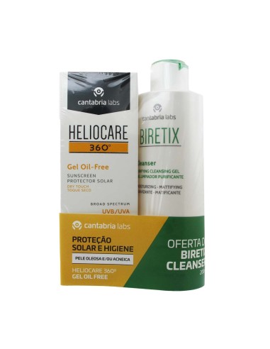 Heliocare Pack 360 Gel Oil Free SPF50 50ml und Biretix Cleansing Gel 200ml