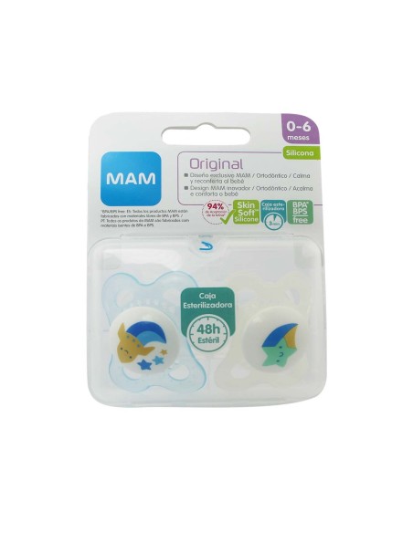 Mam Original Silikon Schnuller 0-6m Blau 2 Stück