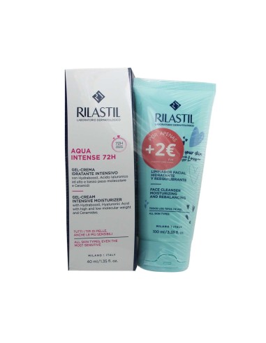 Rilastil Pack Aqua Intense 72H Gel-Creme 40ml und Gesichtsreiniger 100ml