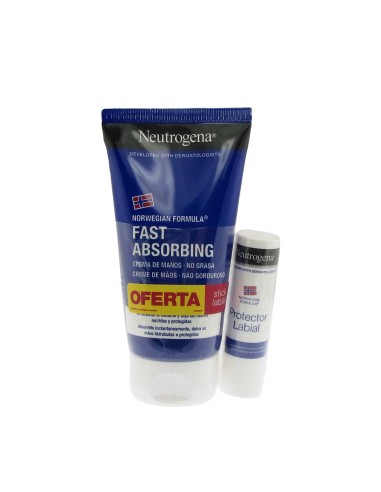 Neutrogena Packung Schnell einziehende Handcreme 75ml und Lippenstift 5g