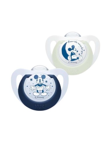 Nuk Star Tag Nacht Disney Silikon Schnuller 6-18m 2 Einheiten