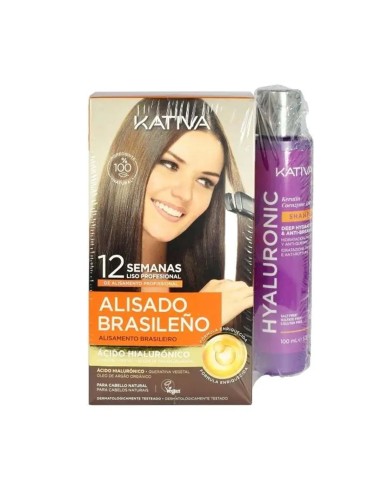 Kativa Pack Brazilian Straightening Kit mit Hyaluronsäure und Hyaluronshampoo