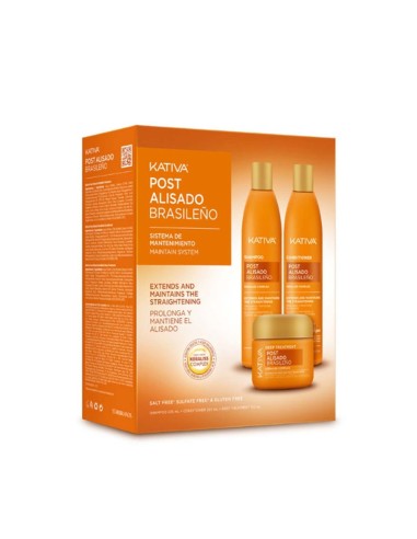 Kativa Kit Post Alisado Brasileño Shampoo, Spülung und Intensiv-Repair-Behandlung