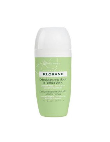 Sanfte Deodorant-Rolle von Klorane Deo auf weißem Althea 40ml