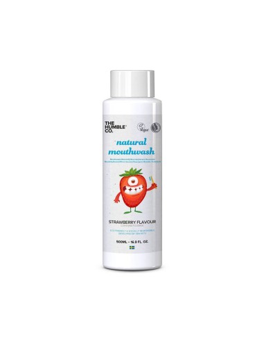 Das natürliche Erdbeer-Mundwasser von Humble Co. mit Fluorid für Kinder 500 ml