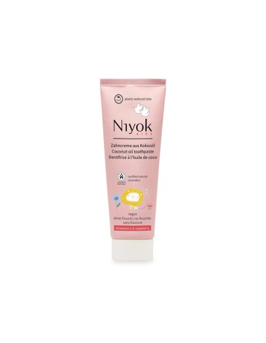 Niyok Natürliche Kokosöl-Zahnpasta für Kinder Erdbeer und Himbeere 75ml