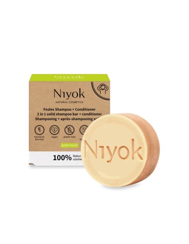Niyok Shampoo und Conditioner in fester Form 2 in 1 Green Touch 80g