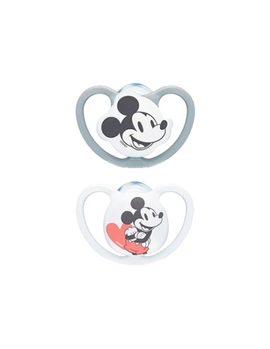 NUK Space Mickey Silikon Schnuller Junge 0-6M x2