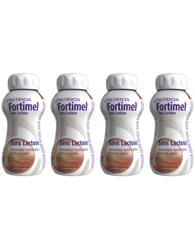 Fortimel Protein Supplement laktosefreie Schokoladenpackung 4 x 200 ml
