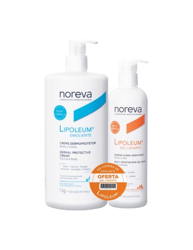 Noreva Pack Lipoleum Emollient Schutzcreme 1kg Lipoleum Waschgel 400ml