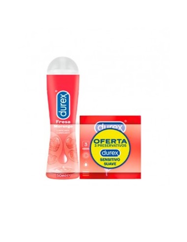 Durex Pack Play Gleitmittel Erdbeere 50ml und Soft Sensitive x3 Kondome