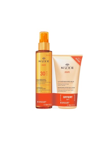Nuxe Sun Pack Öl Bräunung Hoher Schutz SPF30 150ml + Milchfrische Post-Solar 100ml