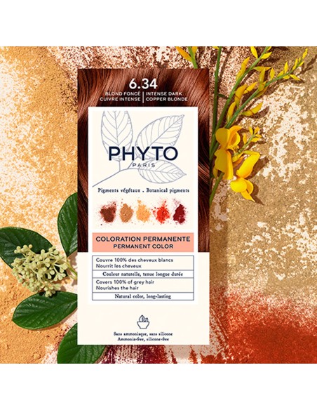 Phyto Color Permanente Haarfarbe mit Pflanzenpigmenten 6.34 Intensives Dunkelkupferblond