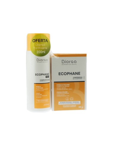 Ecophane Pack Hair and Nails Capsules 60Caps Fortifying Shampoo 200ml 200ml