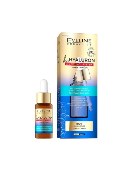 Eveline Cosmetics bioHyaluron 3xRetinol System Multi Moisturizing Serum 18ml Eveline Cosmetics bioHyaluron 3xRetinol System Multi Moisturizing Serum 18ml