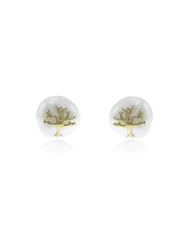J & Rio Classic Ohrringe Silber Goldene Perle Baum des Lebens