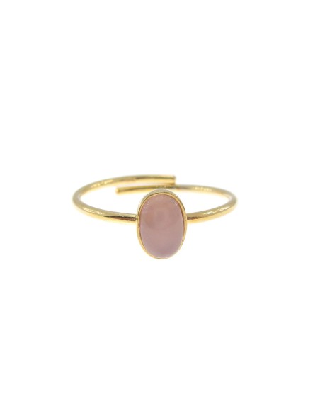 M Rio Classic Verstellbarer Ring Rosa Stein Oval Silber Vergoldet