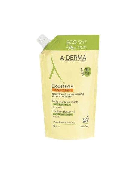 A-Derma Exomega Control Emollient Shower Oil Refill 500ml A-Derma Exomega Control Emollient Shower Oil Refill 500ml