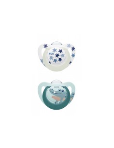 NUK Star Day and Night Silikon Schnuller 6-18M x2