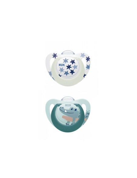 NUK Star Day and Night Silikon Schnuller 6-18M x2 NUK Star Day and Night Silikon Schnuller 6-18M x2