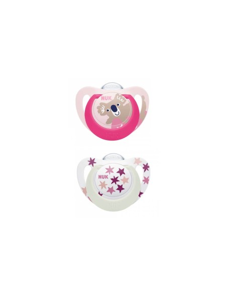 NUK Star Day and Night Silikon Schnuller 6-18M x2 NUK Star Day and Night Silikon Schnuller 6-18M x2