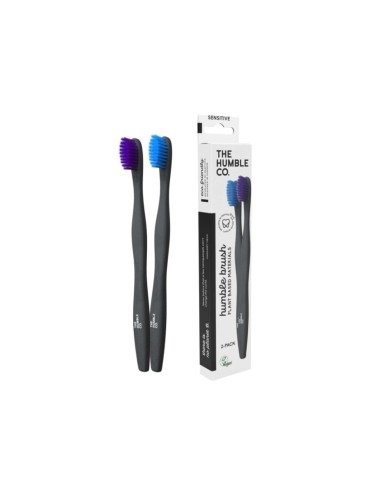 The Humble Co Zahnbürste Pflanzenbasiert Erwachsene Weich Blau und Lila 2 Stück