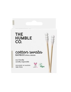 The Humble Co. Bambus und Bio-Baumwolle Wattestäbchen Weiße Spiralspitze 100 Stück