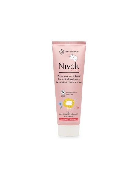 Niyok Natürliche Kokosöl-Zahnpasta für Kinder Erdbeer und Himbeere 75ml Niyok Natürliche Kokosöl-Zahnpasta für Kinder Erdbeer und Himbeere 75ml