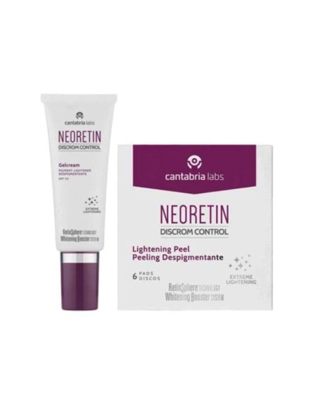 Neoretin Packung Neoretin Depigmentierendes Peeling und Depigmentierende Gel-Creme SPF50