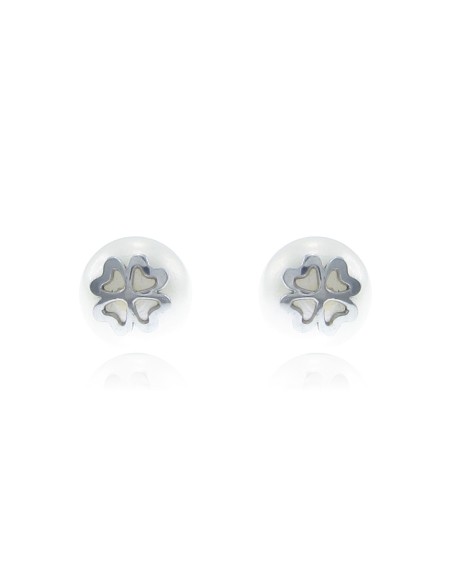 J & Rio Classic Ohrringe Silber Pearl Clover