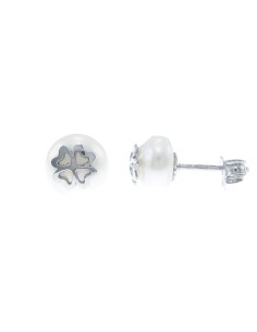 J & Rio Classic Ohrringe Silber Pearl Clover 2