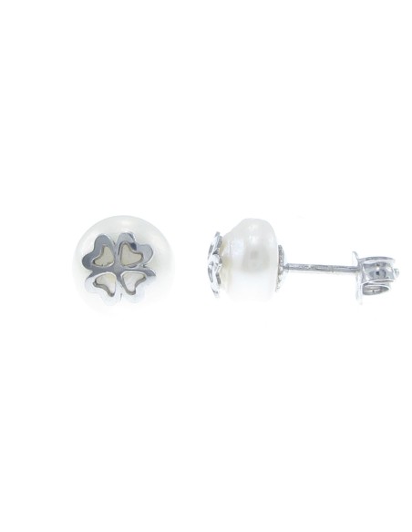 J & Rio Classic Ohrringe Silber Pearl Clover