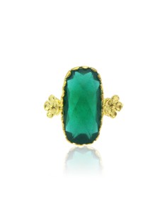 MRio Classic Verstellbarer Ring Silber Gold Grüner Stein