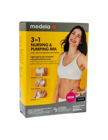 Medela 3 in 1 Nursing and Pumping Bra Schwarz L