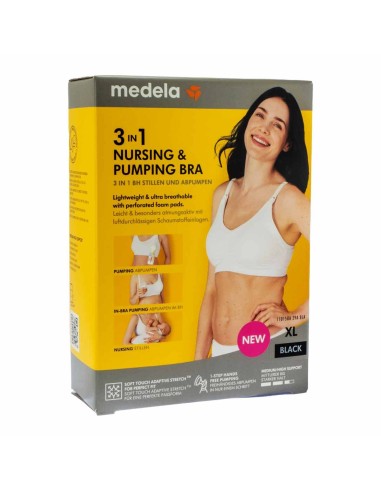 Medela 3 in 1 Nursing and Pumping Bra Schwarz XL