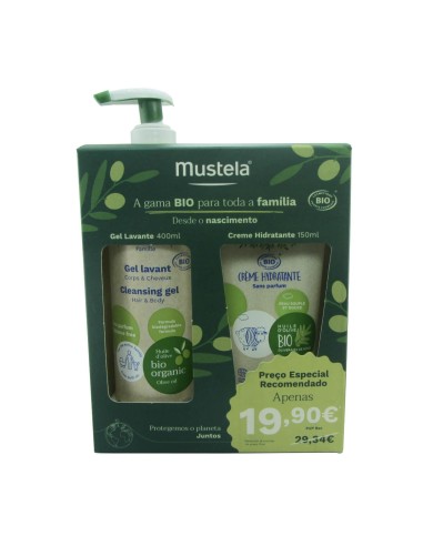 Mustela Pack Bio Gel Wash 400ml und Feuchtigkeitscreme 150ml