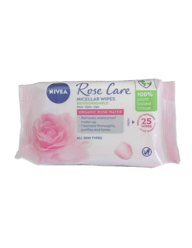 Nivea Rose Care Micellar Wipes with Organic Rose Water 25 Stück