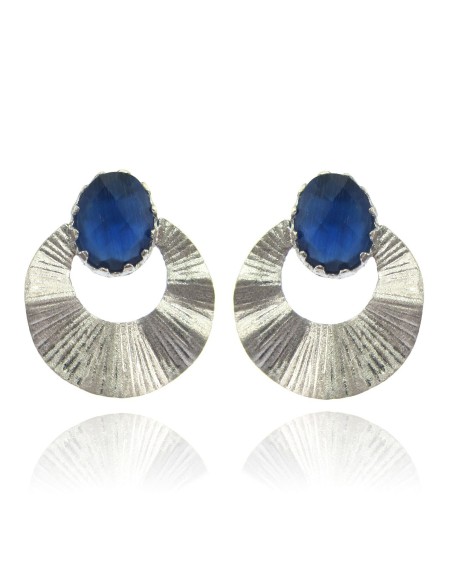 MRIO Inca Rising Sun Ohrringe Silber Blaustein