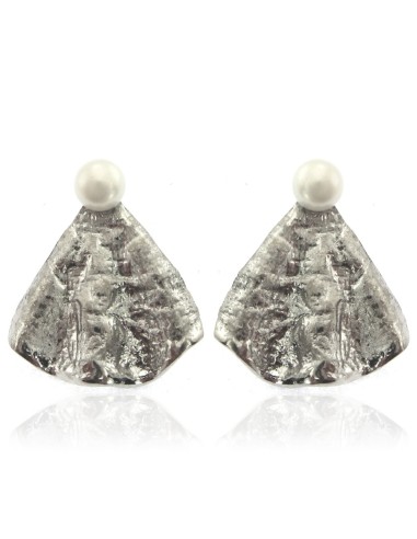 MRIO Inka-Perlen-Silber-Ohrringe mit gewellten Blättern